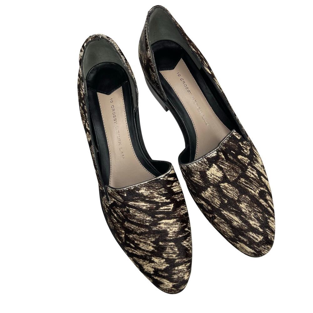 10 Crosby Derek Lam Calf Hair Animal Print Loafers size 7 Slip-on